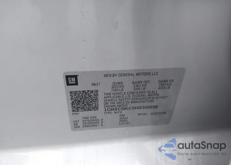 2017 Chevrolet Tahoe Lt из США, поврежденный, VIN 1GNSCBKC0HR349659